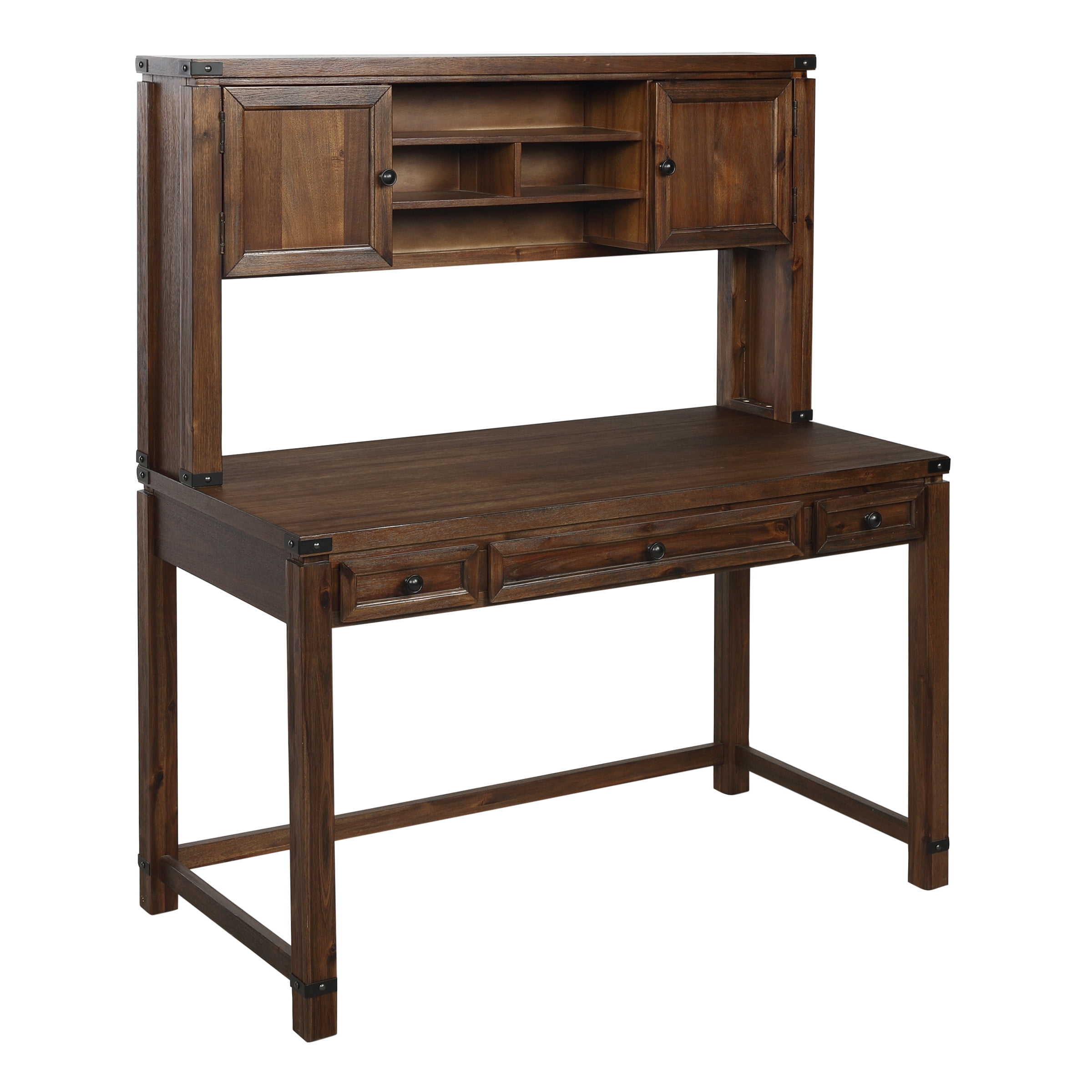 Baton Rouge Desk Baton Rouge Desk with Hutch in Brushed Walnut Engineered Wood- 2 ...