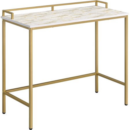 OSP Home Furnishings Brighton Console Table, Mosaic Top and Gold Metal Frame