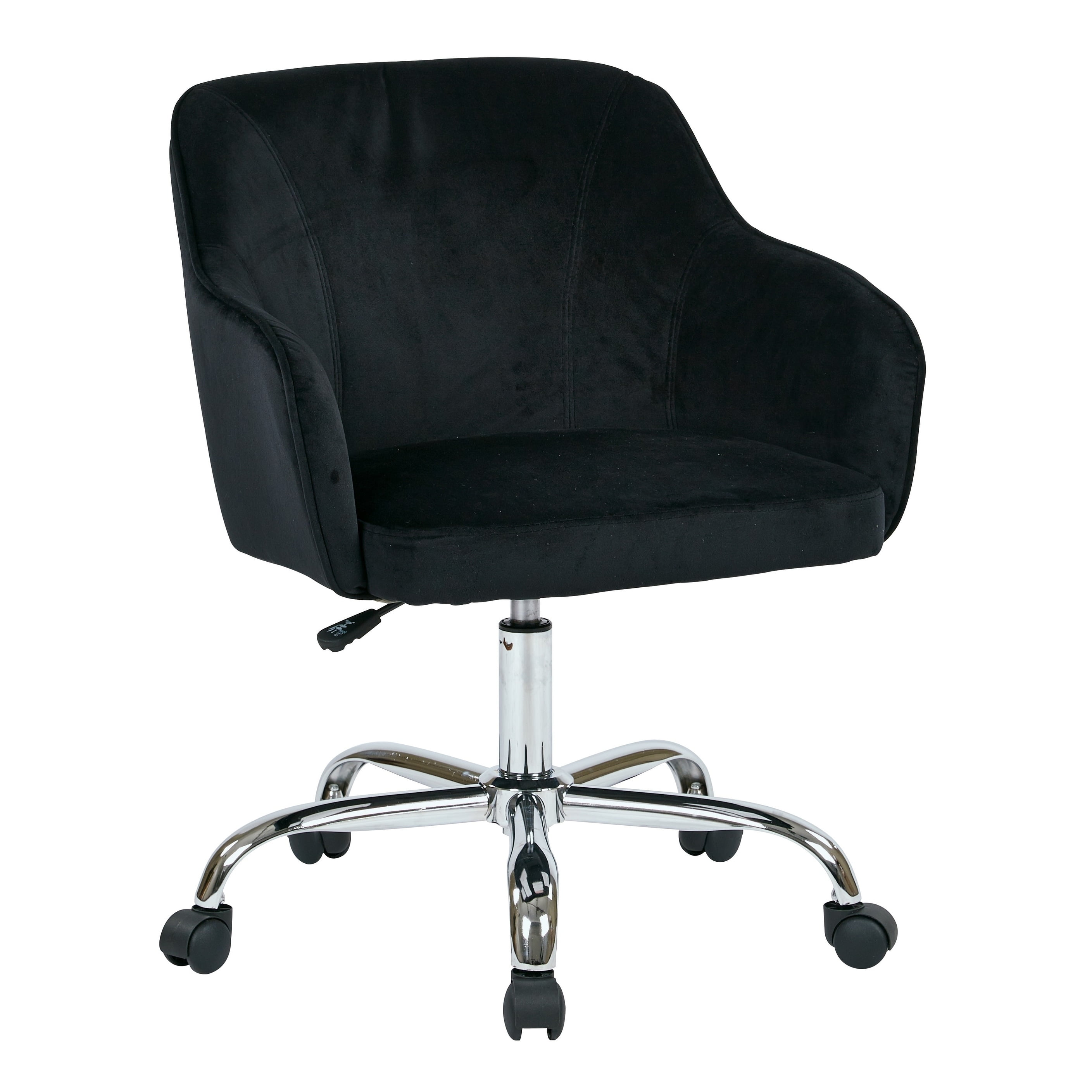 Black Velvet Swivel Task Chair with Chrome Base
