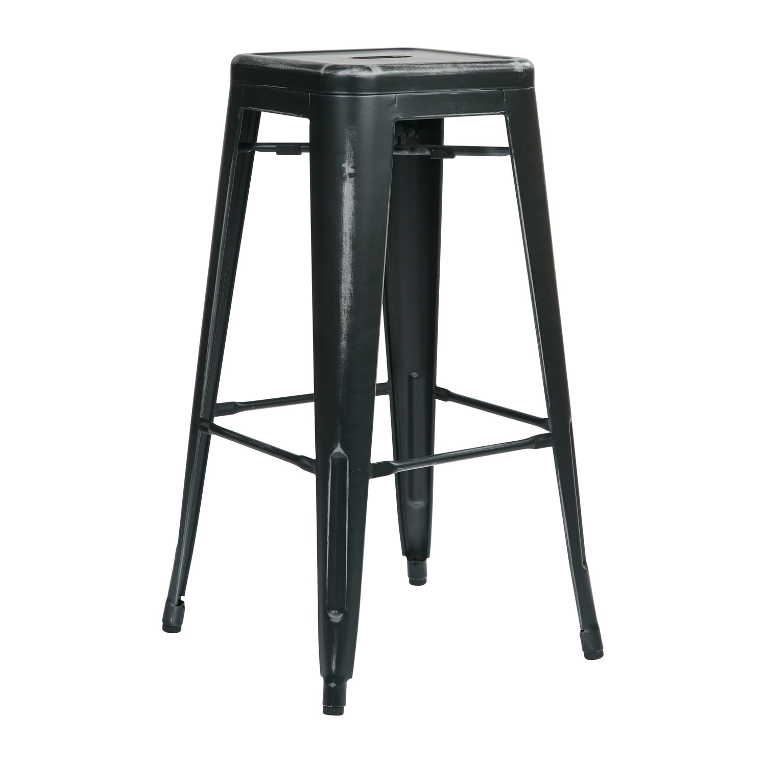 OSP Home Furnishings Bristow 30" Antique Metal Barstool, Antique Black Finish, 2 Pack