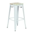 thumbnail image 1 of OSP Home Furnishings Bristow 30" Metal Barstool with Vintage Wood Seat, White Finish Frame & Pine Irish Finish Seat, 4 Pack, 1 of 2