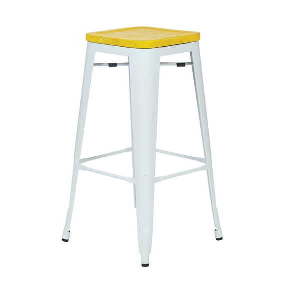 OSP Home Furnishings Bristow 30" Metal Barstool with Vintage Wood Seat