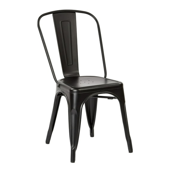 OSP Home Furnishings Bristow Armless Chair, Matte Black, 2 Pack