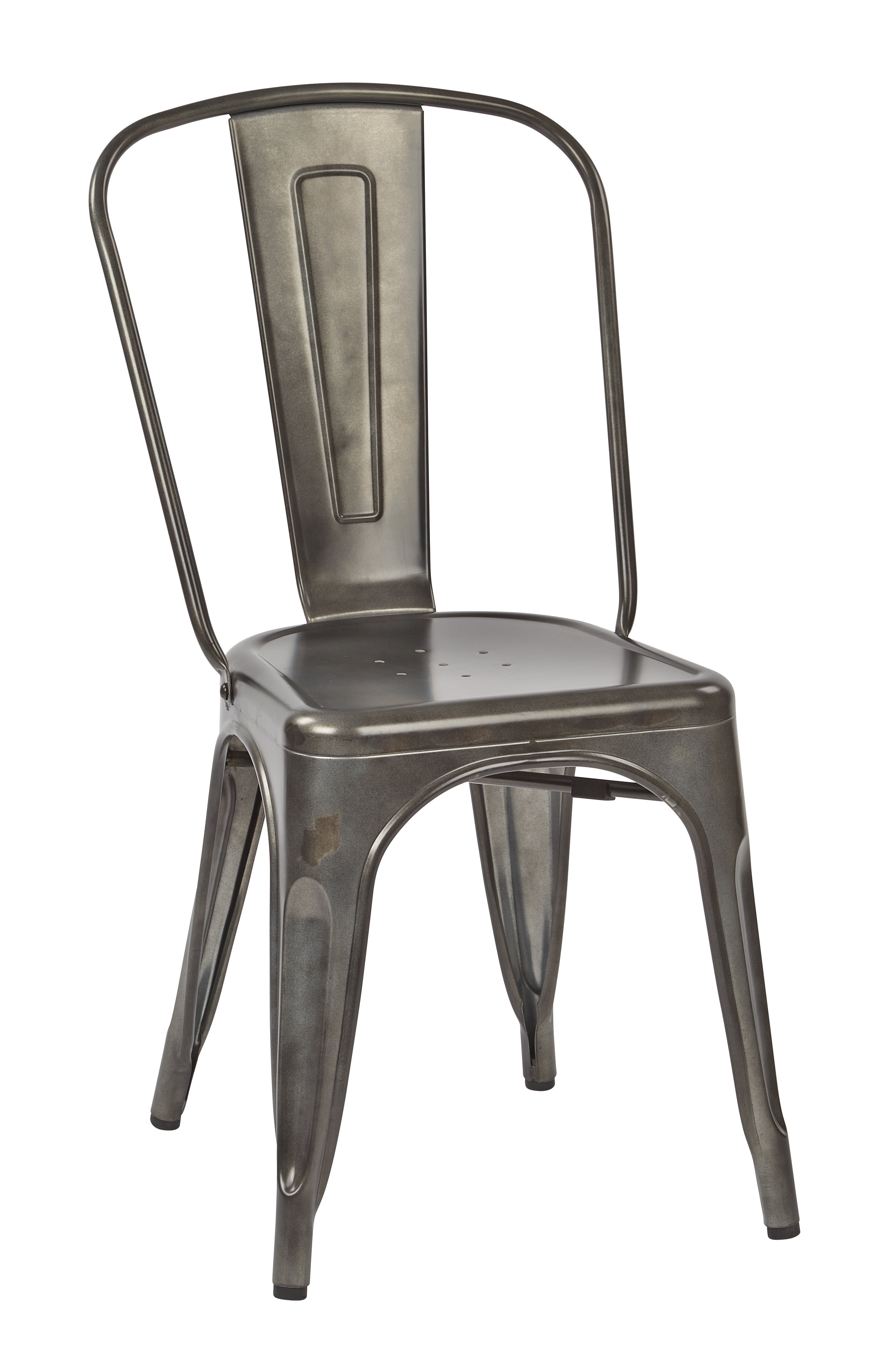 Bristow Matte Galvanized Metal High-Back Side Chair