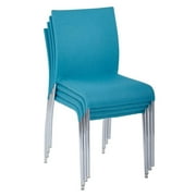 OSP Home Furnishings Conway Stacking Chair in Aqua Fabric, Fully Assembled, 4-Pack