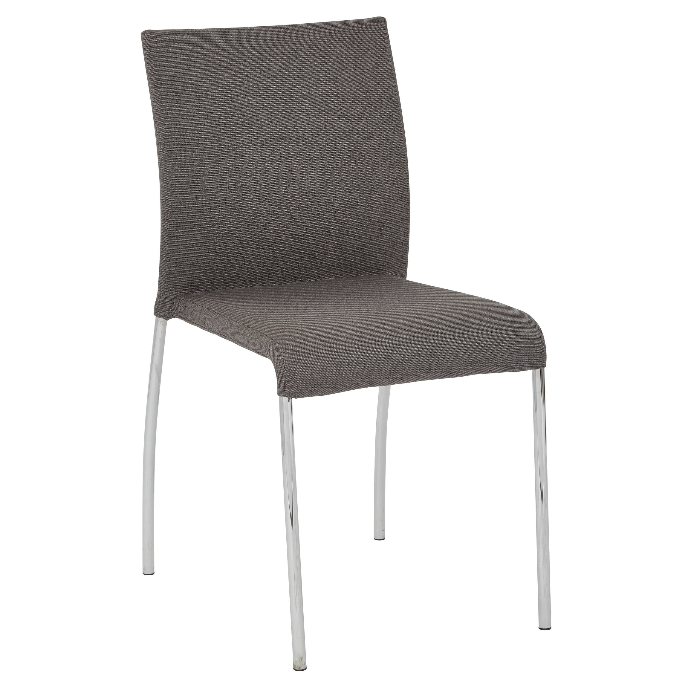 Smoke Fabric and Metal Stackable Chairs, Set of 4