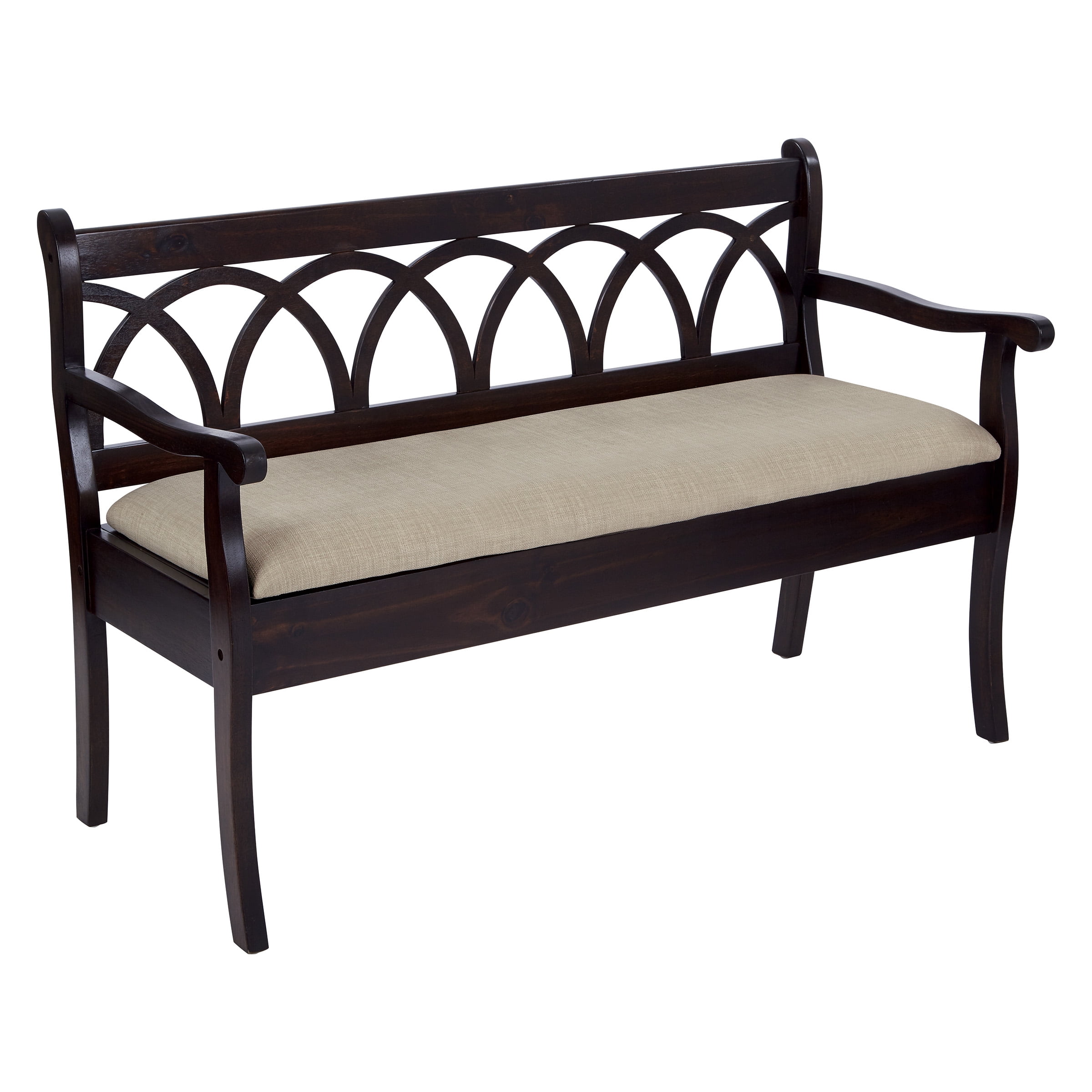 Coventry Antique Black Storage Bench with Beige Cushion