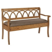 OSP Home Furnishings Coventry Storage Bench in Distressed Toffee Frame and Latte Seat Cushion K/D
