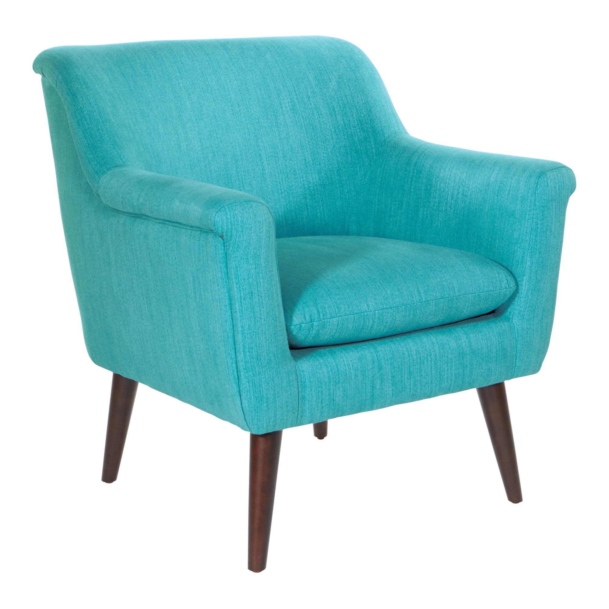 OSP Home Furnishings Dane Accent Chair in Turquoise fabric with a Dark Coffee Finish Legs