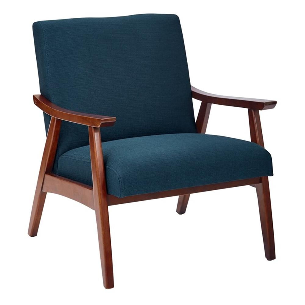 Mid-Century Modern Davis Accent Chair in Klein Azure with Wood Frame