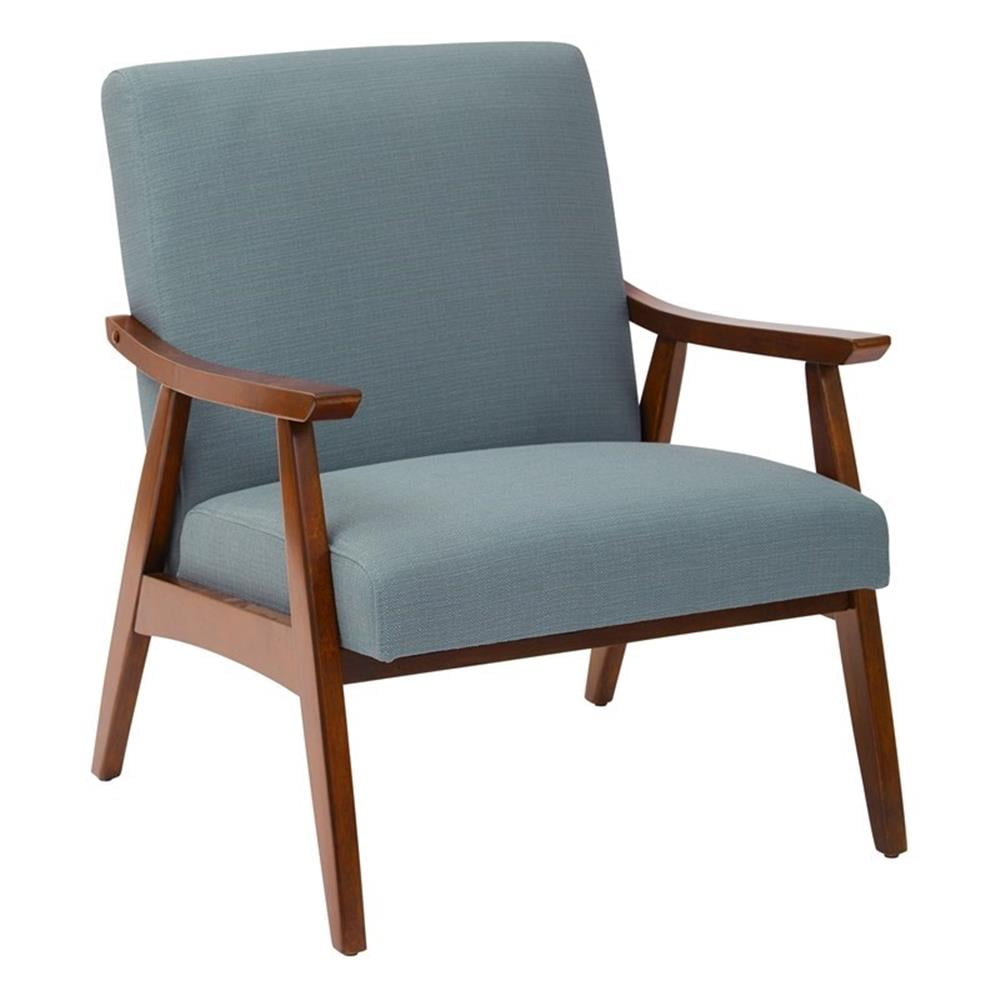Mid-Century Klein Sea Blue Wood Accent Armchair
