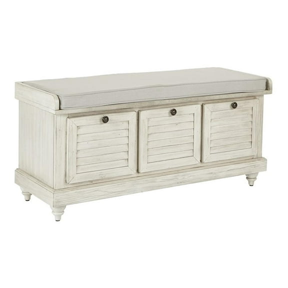 OSP Home Furnishings Dover Storage Bench in White Wash