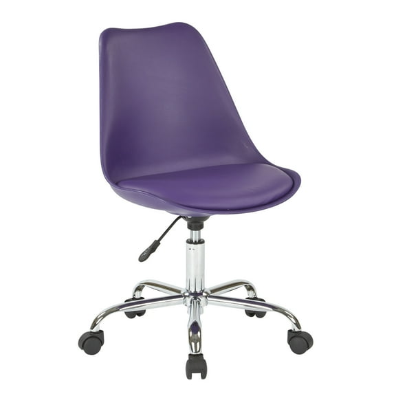 OSP Home Furnishings Emerson Office Chair with Pneumatic Chrome Base in Purple Finish