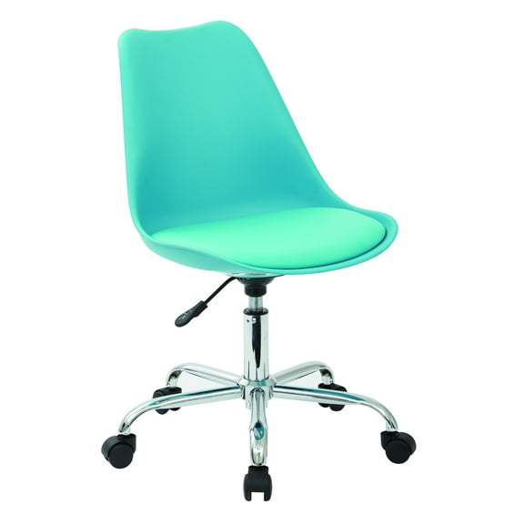 OSP Home Furnishings Emerson Office Chair with Pneumatic Chrome Base in Teal Finish