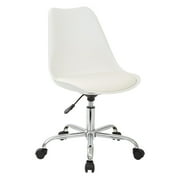 OSP Home Furnishings Emerson Office Chair with Pneumatic Chrome Base in White Finish