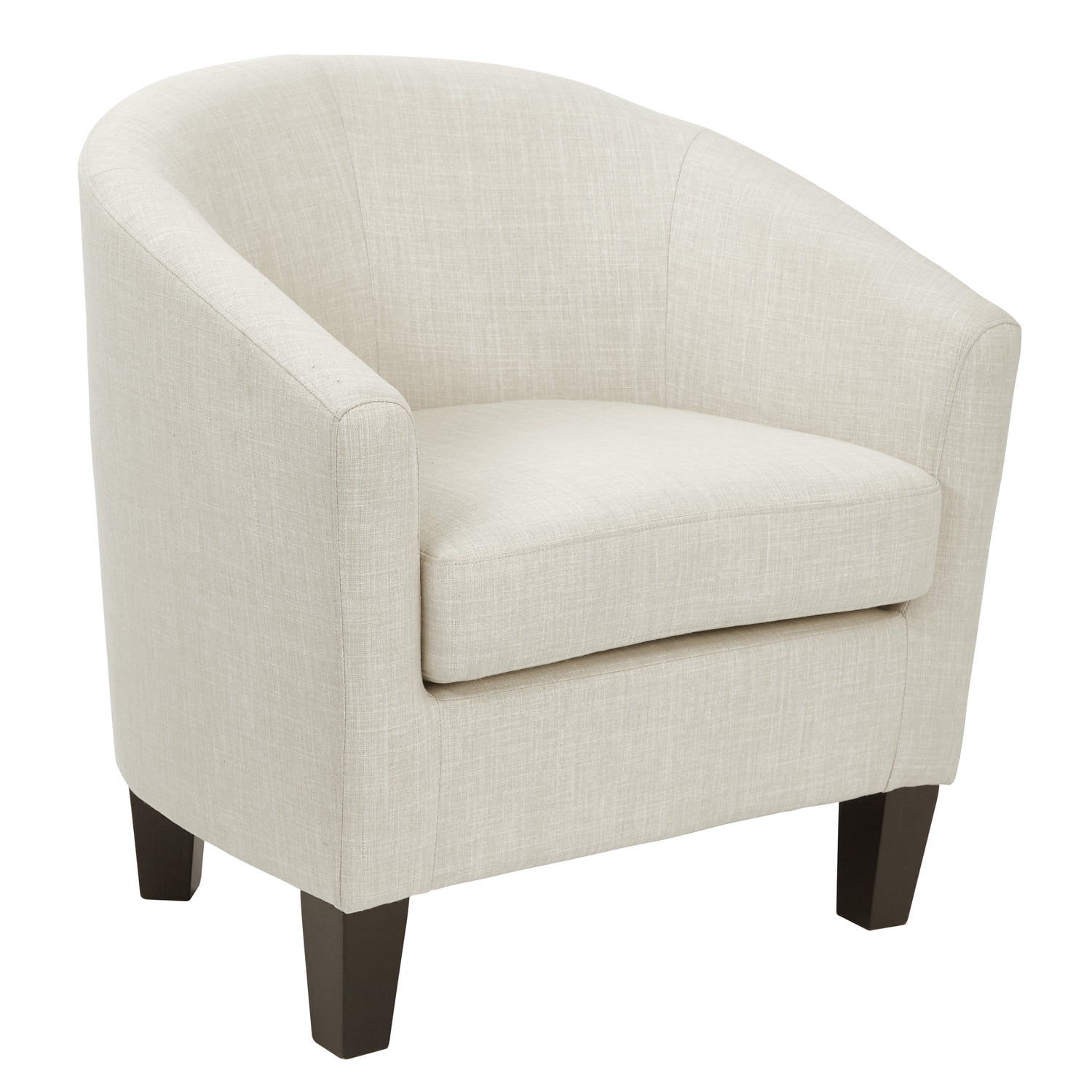Ethan White Faux Leather Barrel Accent Chair with Wood Frame