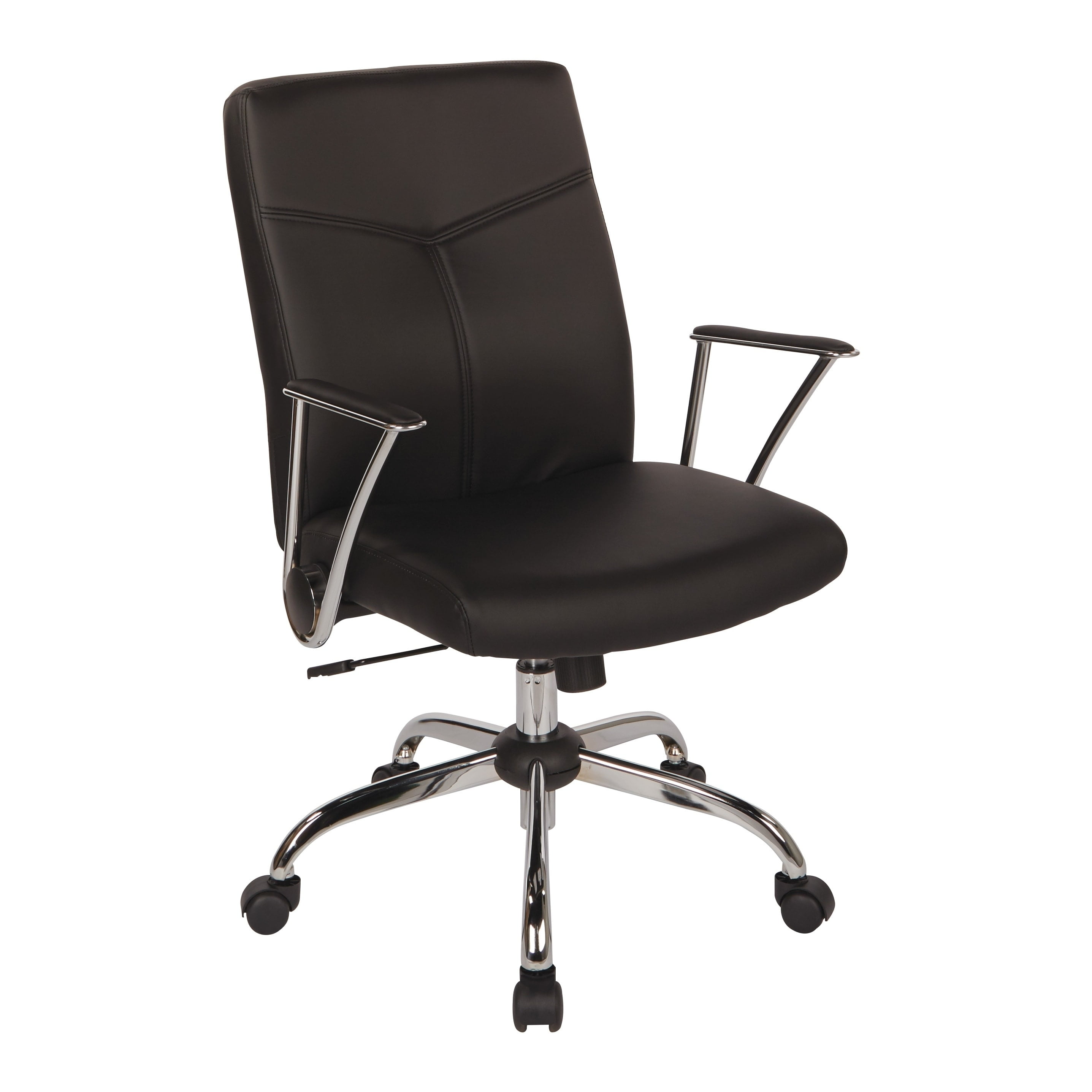 Black Faux Leather Office Chair with Metal Base