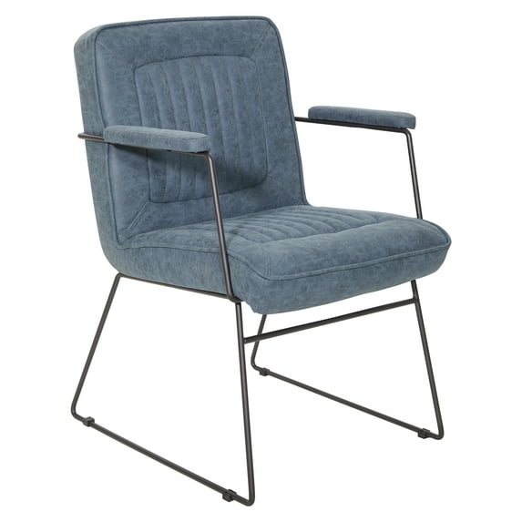 OSP Home Furnishings GT Chair in Navy Faux Leather with Black Sled Base