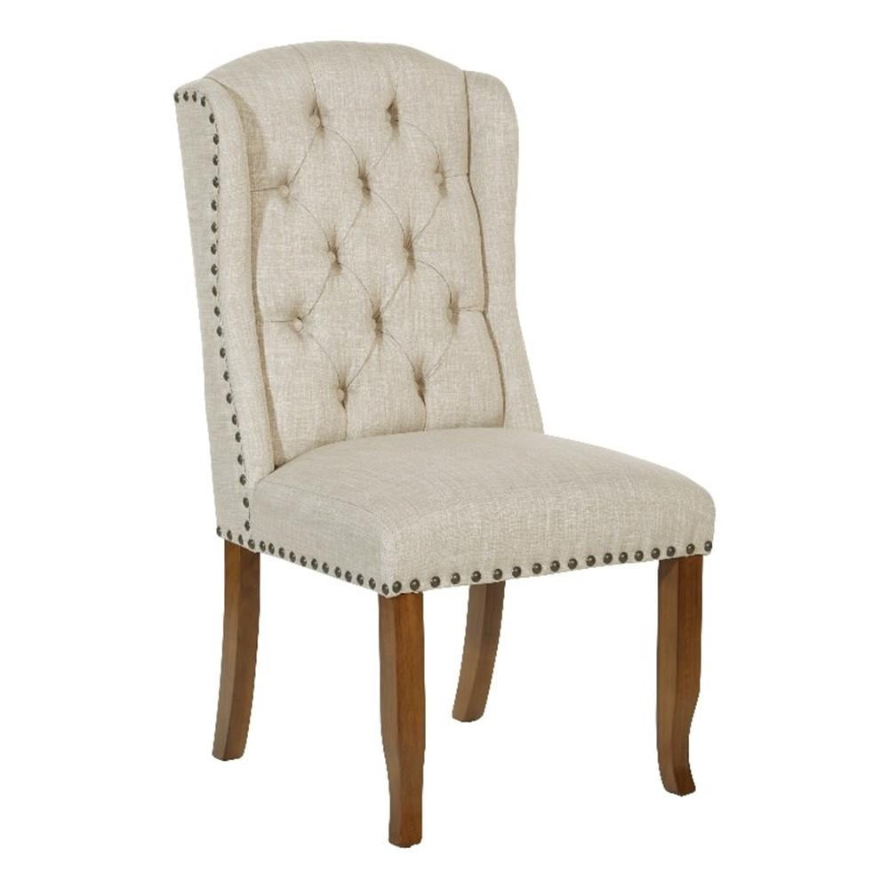 Elegant Linen Upholstered Parsons Side Chair with Wood Legs