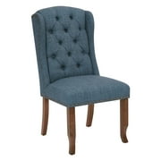 OSP Home Furnishings Jessica Tufted Wing Chair in Navy Fabric