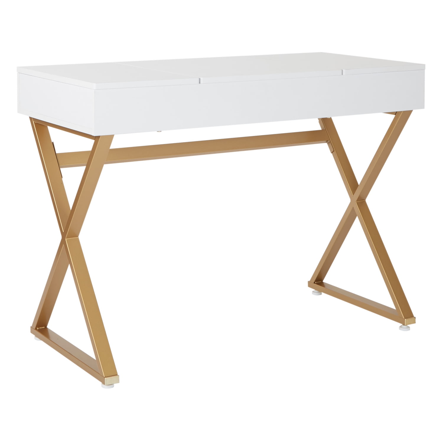 Juliette 48" Vanity Desk with Mirror, White Top, and Gold Legs