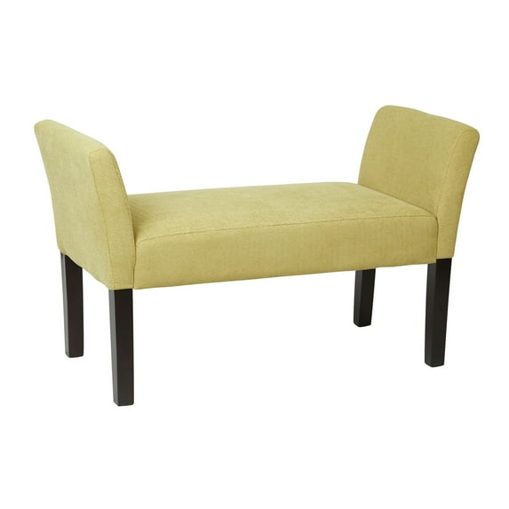 OSP Home Furnishings Kelsey Bench with Dark Espresso Legs and Shultz Basil fabric