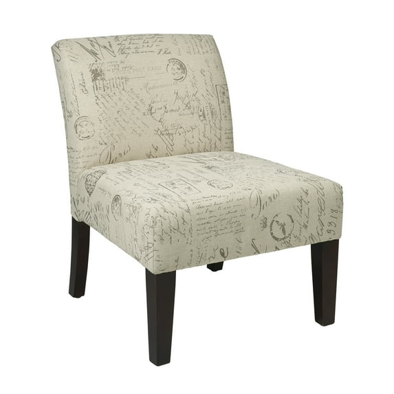 OSP Home Furnishings Laguna Chair in Script Fabric with Dark Espresso Legs