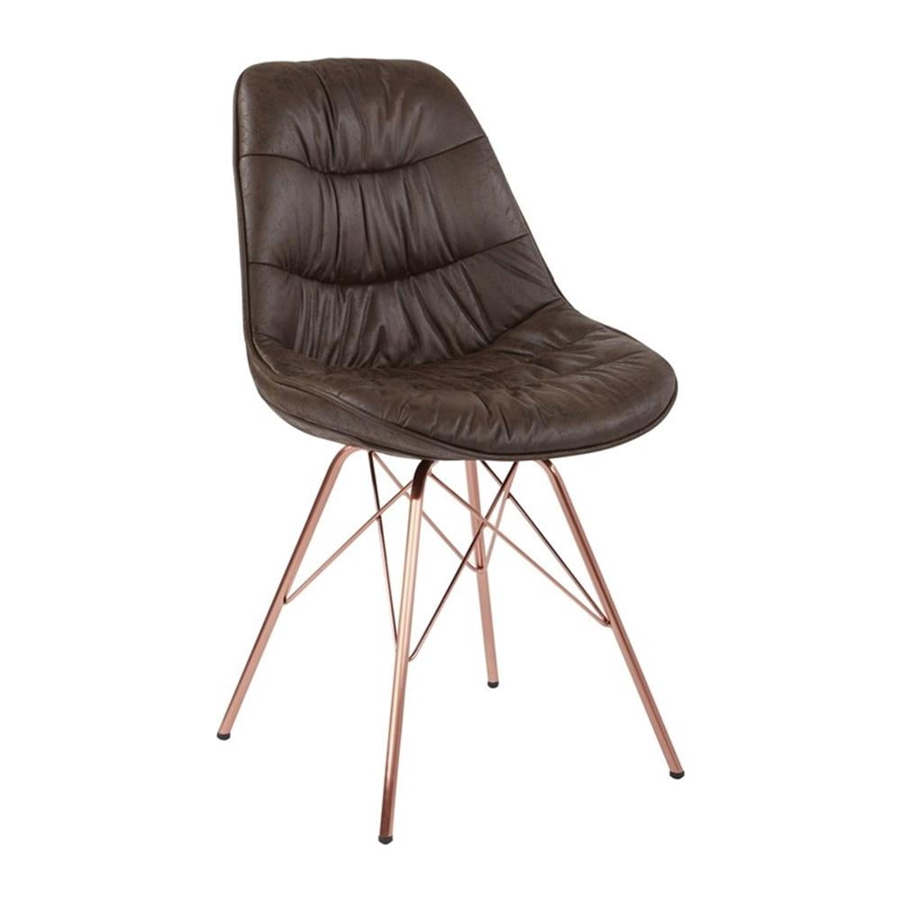 Langdon 22'' Saddle Faux Leather Side Chair with Rose Gold Metal Base