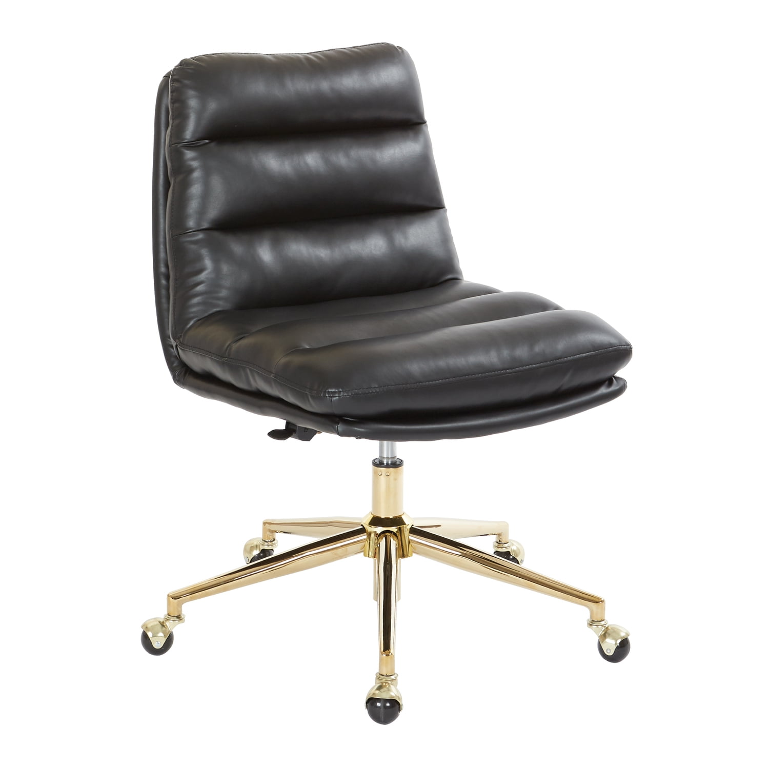 Legacy Swivel Executive Office Chair in Tufted Black Faux Leather