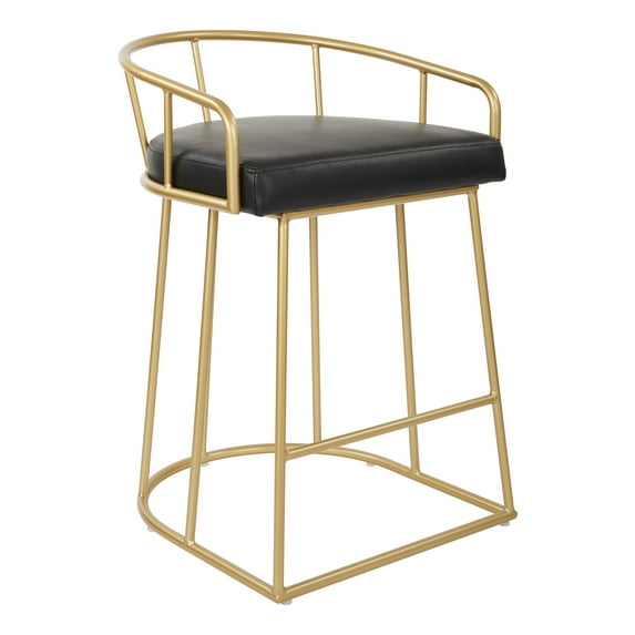 OSP Home Furnishings Luna 26" Counter Stool in Black Faux Leather