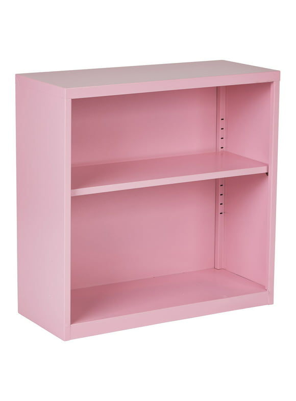 OSP Home Furnishings Metal Bookcase in Pink Finish