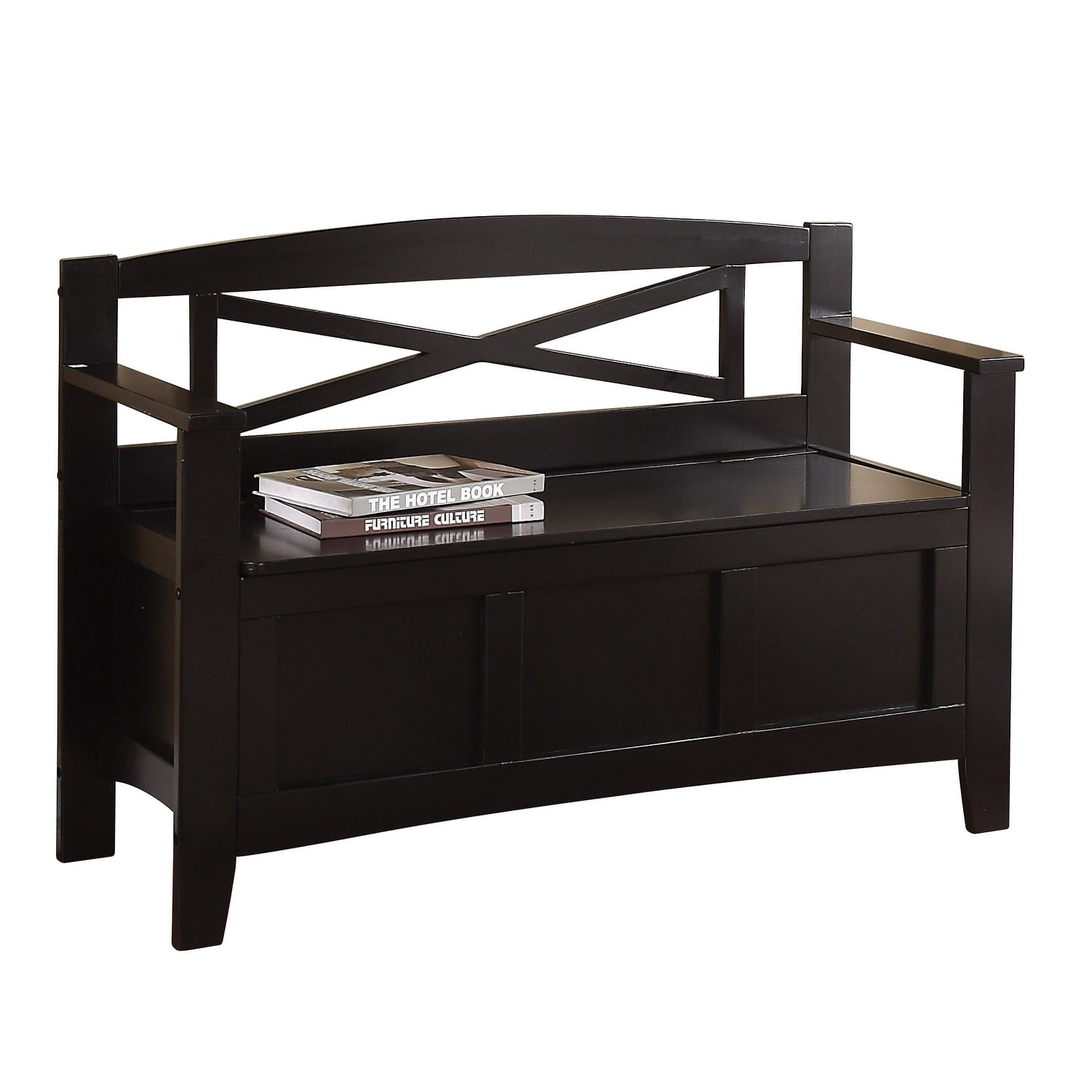 Metro Modern 45'' Black Solid Wood Entryway Bench with Storage