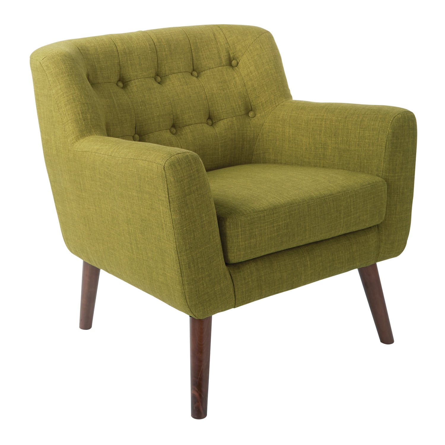 Green Microfiber Mid-Century Modern Accent Chair with Wood Legs