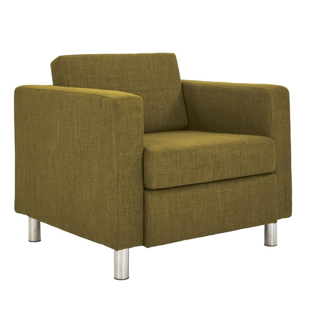 Contemporary Green Fabric Club Style Accent Chair with Chrome Legs