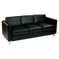 thumbnail image 1 of OSP Home Furnishings Pacific Easy-Care Black Faux Leather Sofa Couch with Box Spring Seats and Silver Color Legs, 1 of 6