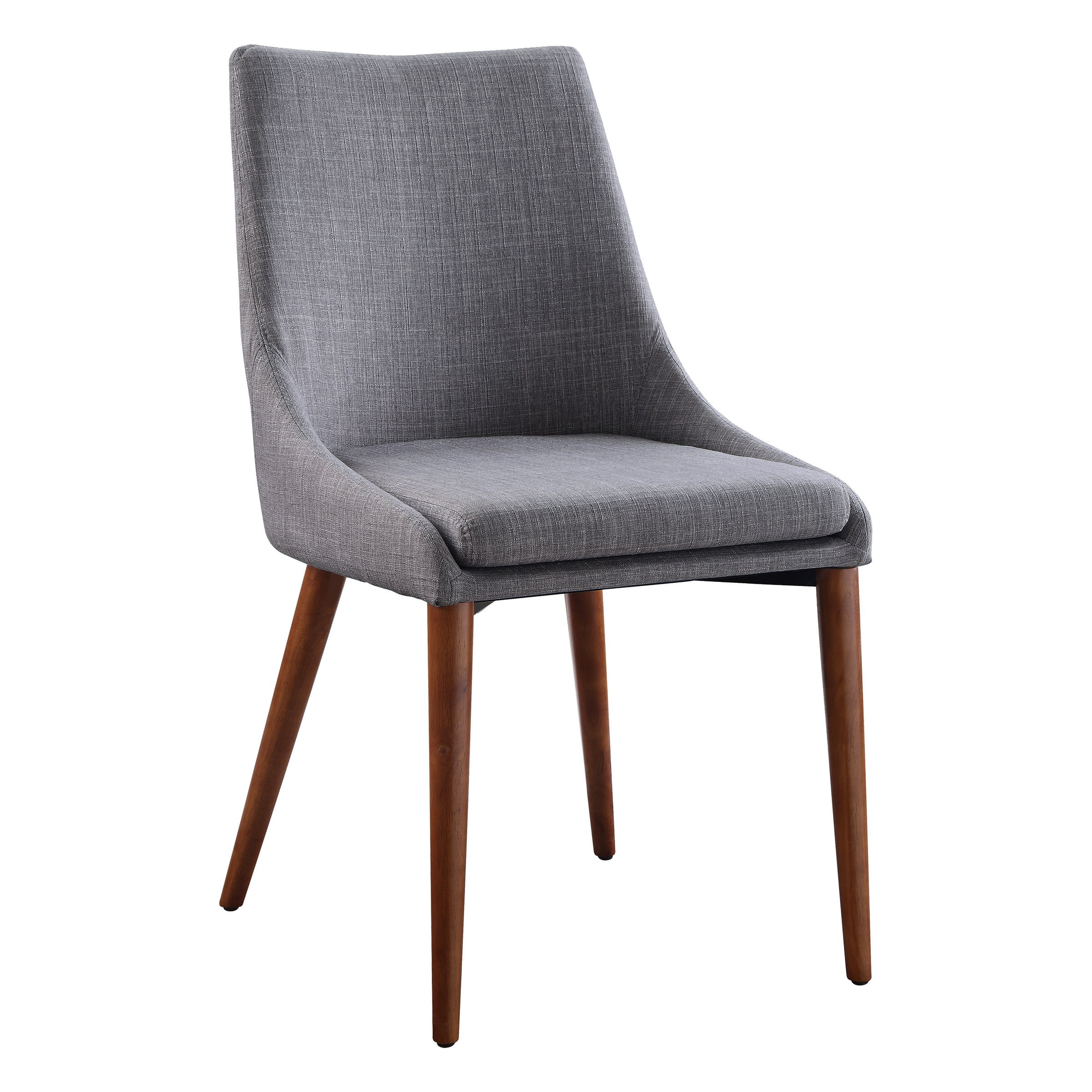 Dove Gray Upholstered Mid-Century Modern Dining Chair with Wood Legs