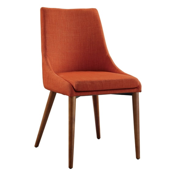 Palmer Mid-Century Modern Fabric Dining Accent Chair in Tangerine Orange 2 Pack