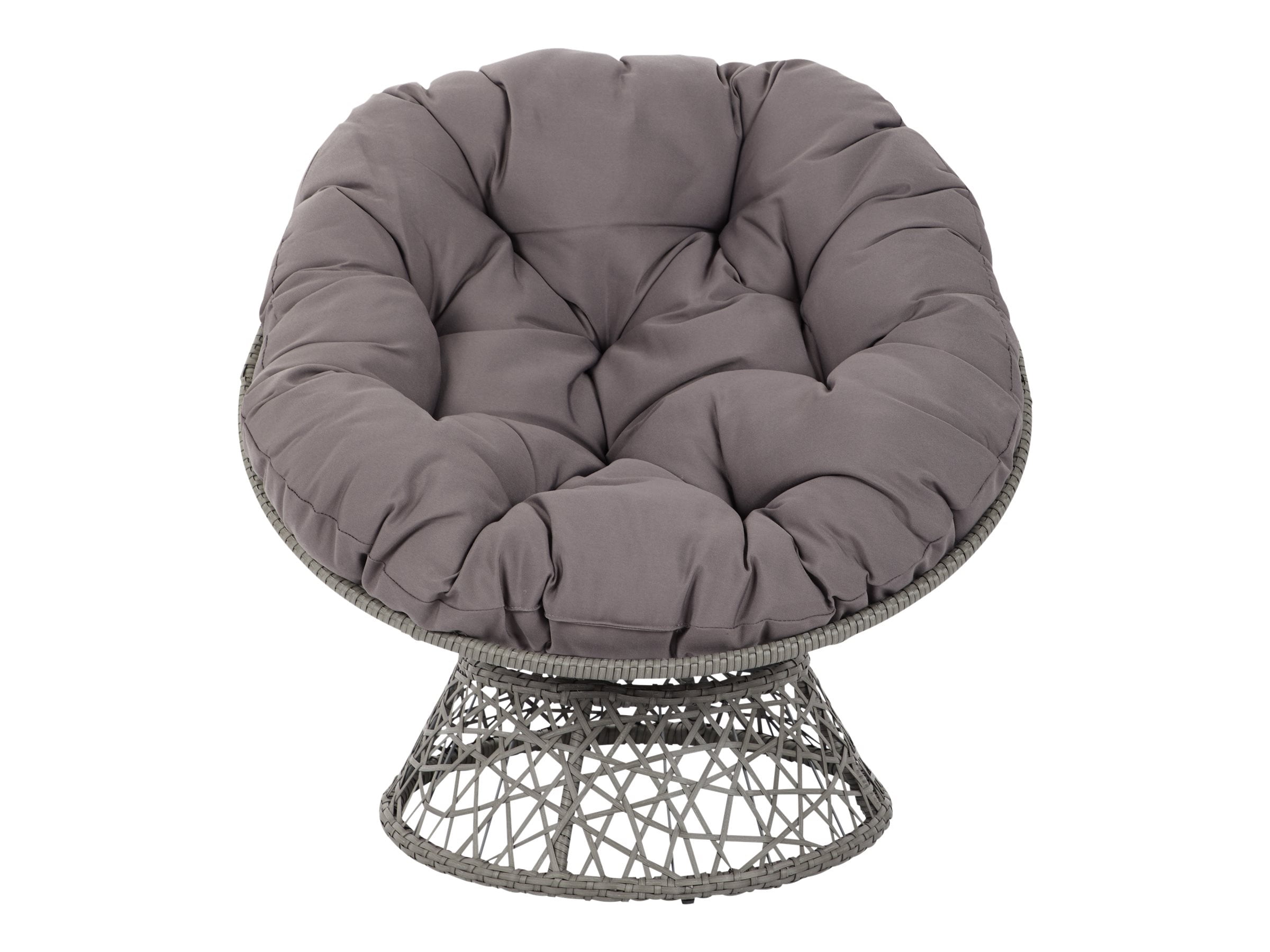 Gray Resin Wicker Swivel Papasan Accent Chair