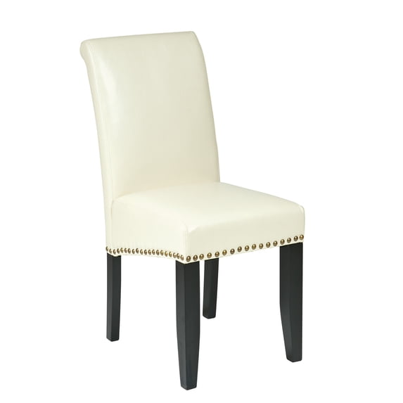 OSP Home Furnishings Parsons Chair Cream Bonded Leather with Nail Heads