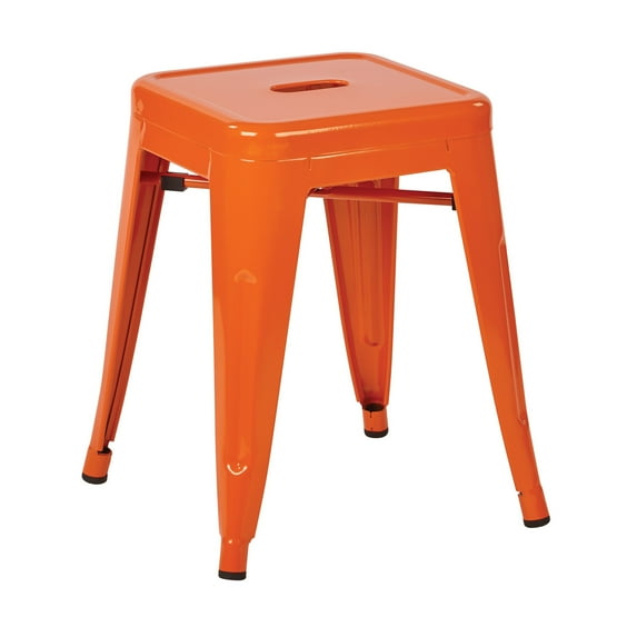 Patterson 18" Metal Backless Stool in Orange Solid Finish, Fully Assembled, 4-Pack