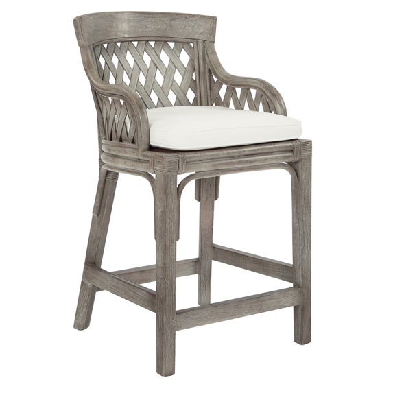 OSP Home Furnishings Plantation 24" Counter Stool with Grey Wood Rattan Frame Finish ASM
