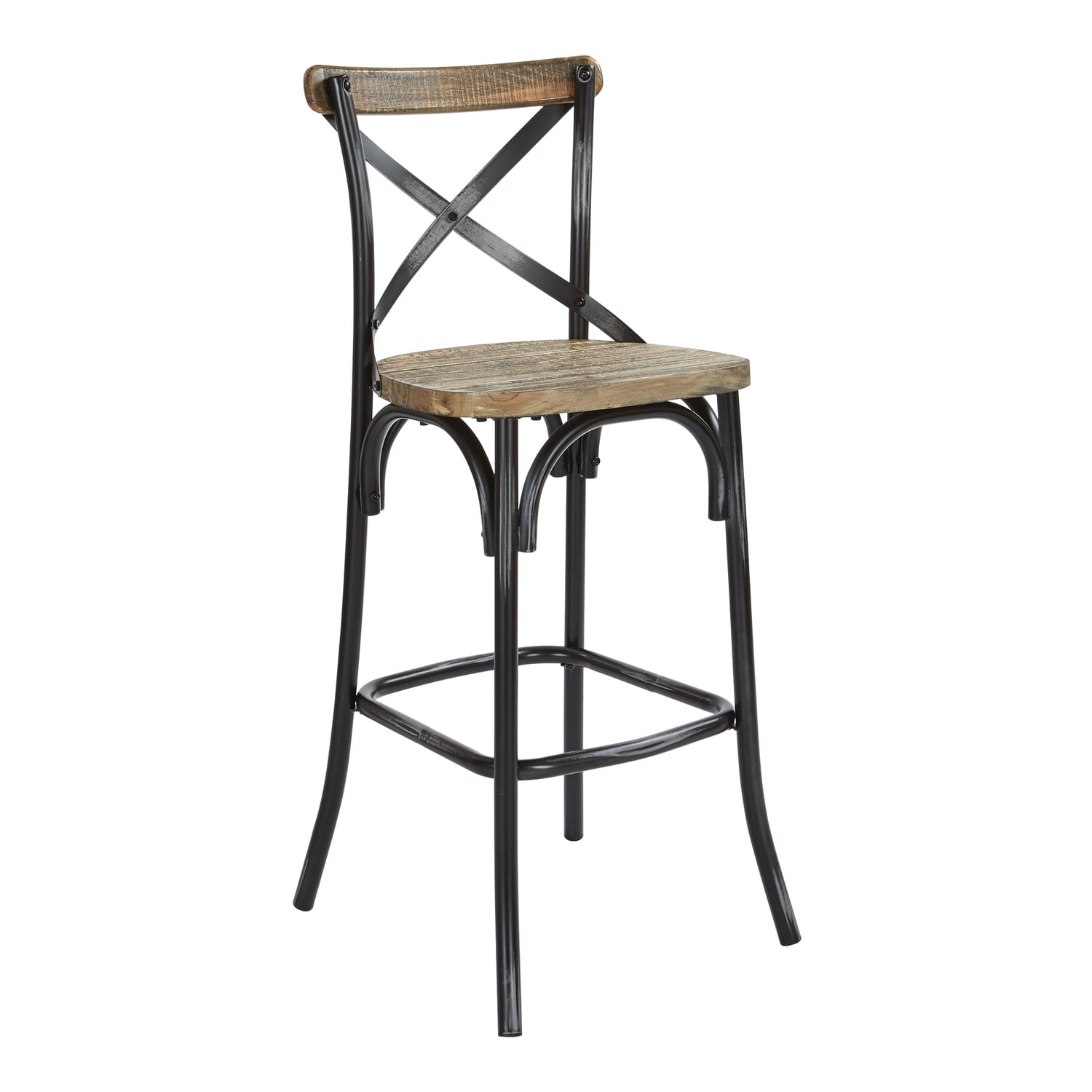 Antique Black 30" Adjustable Swivel Bar Stool with Wood Seat