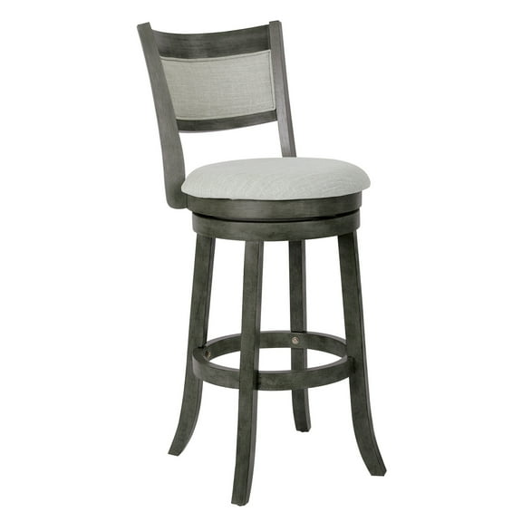 OSP Home Furnishings Swivel Stool 30" with Solid Back in Antique Grey Finish