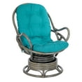 thumbnail image 1 of OSP Home Furnishings Tahiti Rattan Swivel Rocker Chair in Blue Fabric with Grey Frame, 1 of 11
