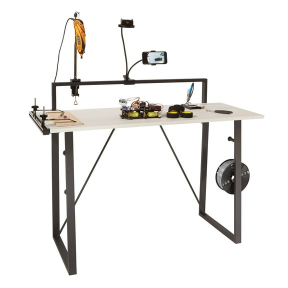 OSP Home Furnishings Tinker Desk in Light Grey Finish