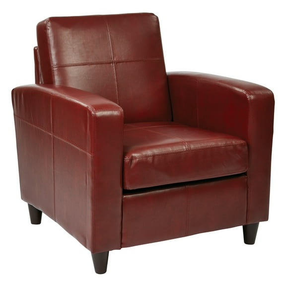 OSP Home Furnishings Venus Club Chair in Crimson Red Bonded Leather and Solid Wood Legs