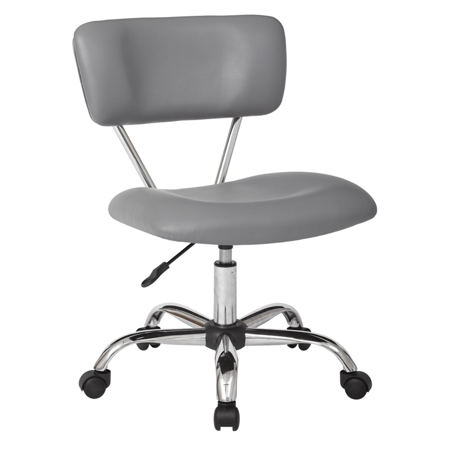 Vista Swivel Low-Back Task Chair in Gray Faux Leather