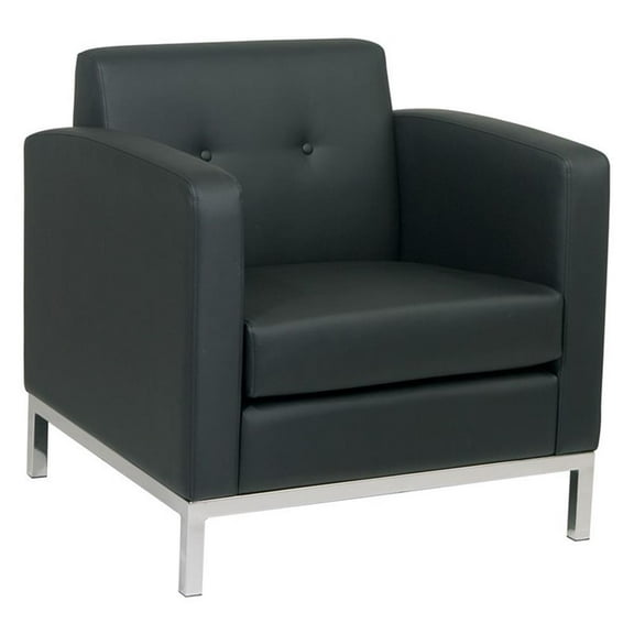 OSP Home Furnishings Wall Street Armchair. Black Faux Leather.
