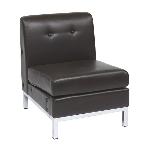 OSP Home Furnishings Wall Street Armless Chair. Espresso Faux Leather.