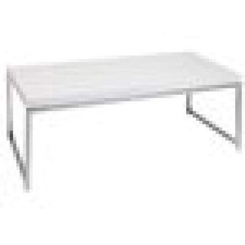 Modern Dark Brown Wood and Chrome Rectangular Coffee Table